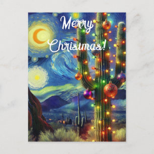 Christmas in the Desert Southwest Saguaro Cactus Postcard