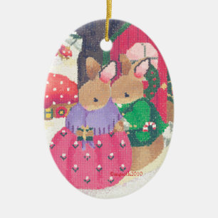 Christmas in the forrest ceramic ornament