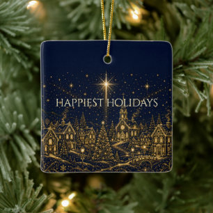 Christmas in the Stars Christmas Village Photo Ceramic Ornament