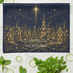 Christmas in the Stars   Christmas Village Tea Towel