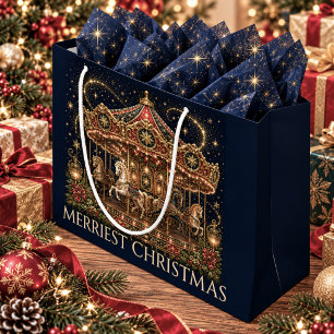 Christmas in the Stars Horse Carousel Large Gift Bag