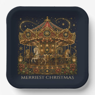 Christmas in the Stars Horse Carousel Paper Plate