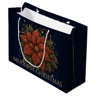 Christmas in the Stars Poinsettia Large Gift Bag