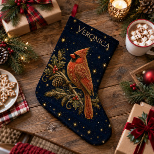 Christmas in the Stars Red Cardinal Large Christmas Stocking
