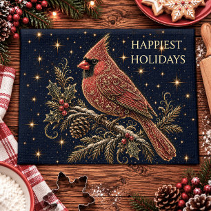 Christmas in the Stars Red Cardinal Tea Towel