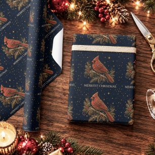 Christmas in the Stars Red Cardinal Wrapping Paper