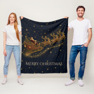 Christmas in the Stars Santa's Sleigh Fleece Blanket