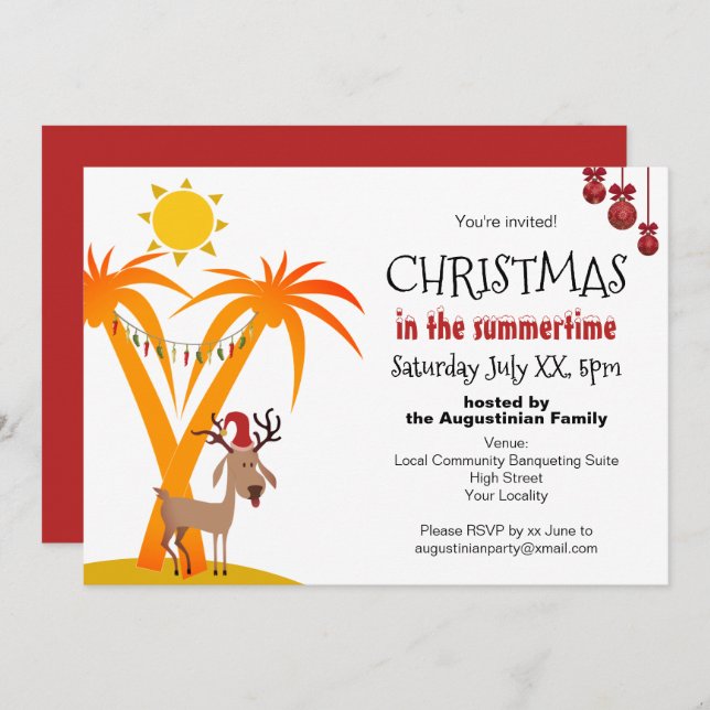 Christmas in the Summertime Party Invitation (Front/Back)