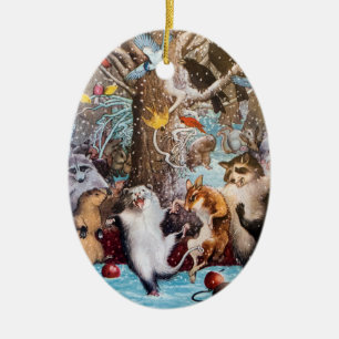 Christmas in the Woods Funny Animal Ornament
