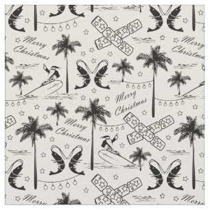 Christmas in Tropical Australia Black Toile  Fabric