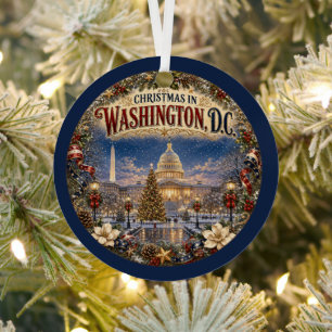 Christmas in Washington DC Vintage Travel Keepsake Metal Tree Decoration