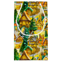 Christmas in Whimsical Village Watercolor Pattern