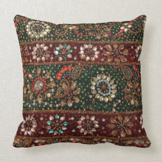 Christmas India Indian Textile Embroidery Bling Cushion