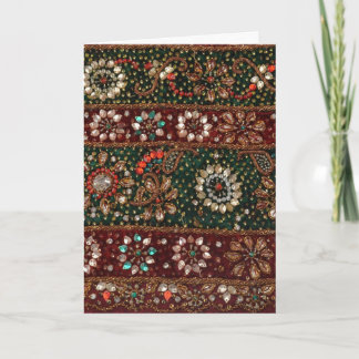 Christmas India Indian Textile Embroidery Bling Holiday Card