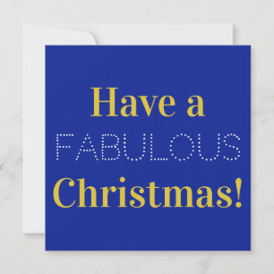 Christmas Indigo Blue Gold Tyopgraphy Photo Holiday Card