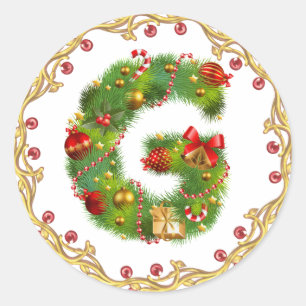 christmas initial G monogram sticker