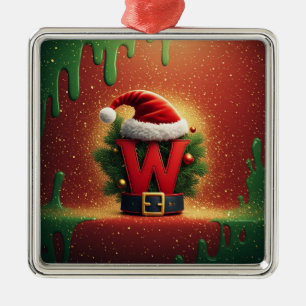 Christmas Initial W For Holiday Gifts Metal Ornament