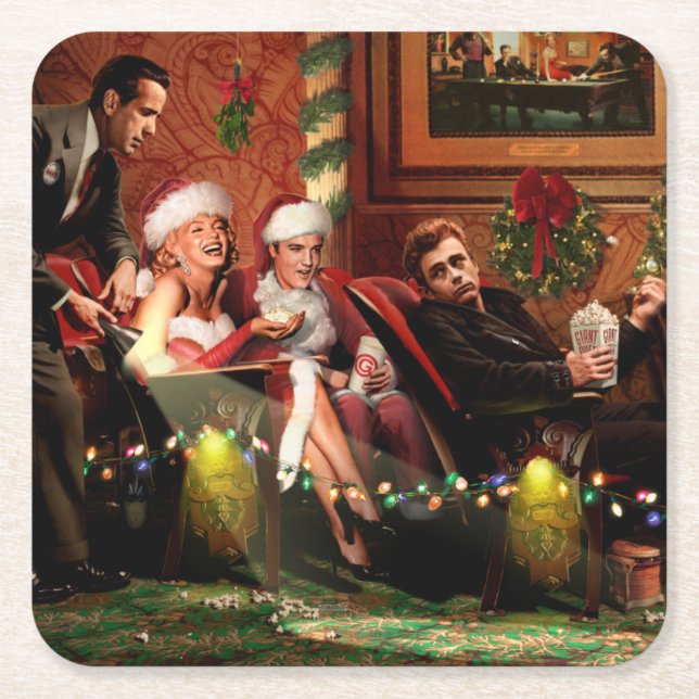 Christmas Interlude Square Paper Coaster (Front)