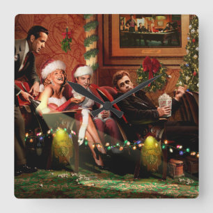 Christmas Interlude Square Wall Clock