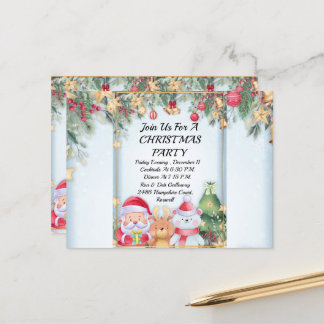 Christmas invitation postcard