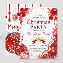 Christmas Invitation | red ornament Invitation