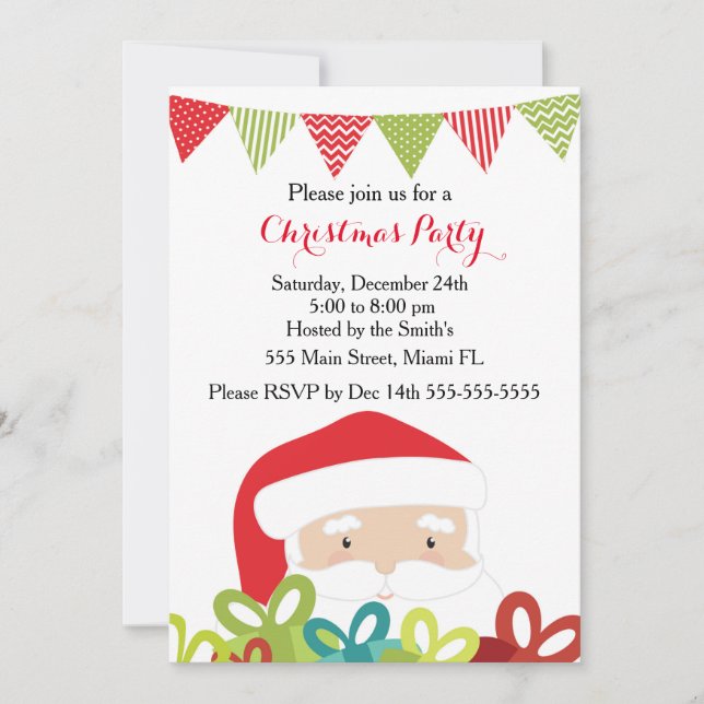 Christmas Invitation Santa Claus Gifts (Front)