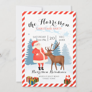 Christmas invitation with Santa and Reindeer