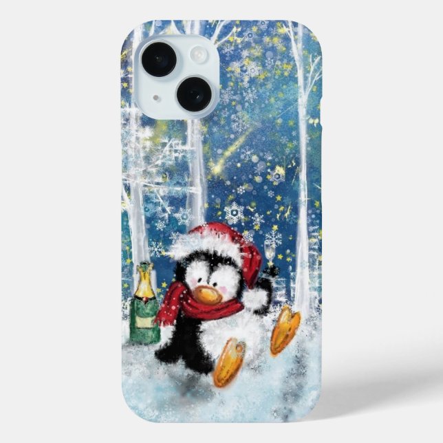 Christmas iPhone Case Gift Happy Party Penguin (Back)