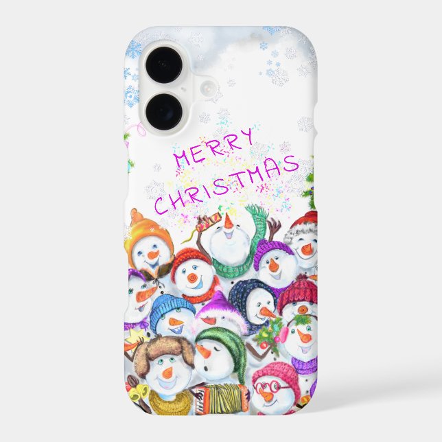 Christmas iPhone Case Happy Snowmans Party (Back)