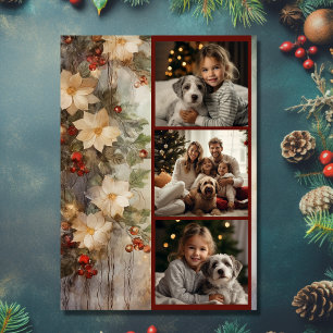 Christmas Irish Blessing 3 Photo Winter Flowers Holiday Card