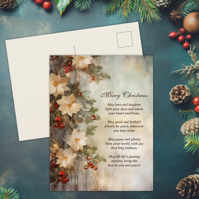 Christmas Irish Blessing | Pretty Winter Flower Holiday Postcard (Christmas Irish Blessing Pretty Winter Flower Holiday Postcard)