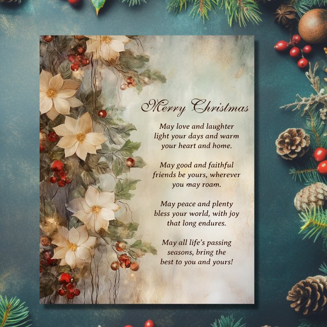 Christmas Irish Blessing | Pretty Winter Flowers Poster (Christmas Irish Blessing  Pretty Winter Flowers Poster)