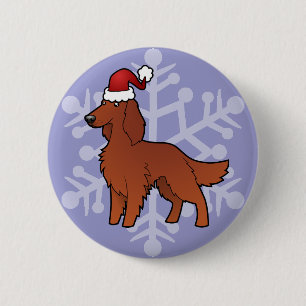 Christmas Irish / English / Gordon / R&W Setter 6 Cm Round Badge