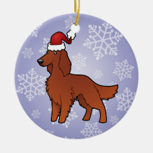 Christmas Irish / English / Gordon / R&W Setter Ceramic Tree Decoration