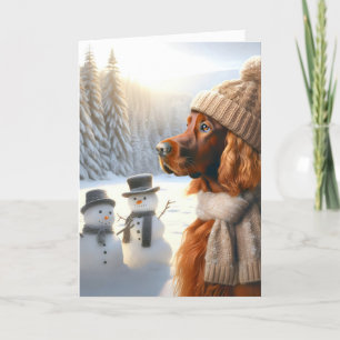 Christmas Irish Setter and Snowmen Card