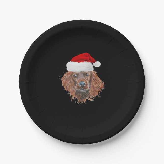 Christmas Irish Setter Classic T-Shirt Paper Plate (Front)