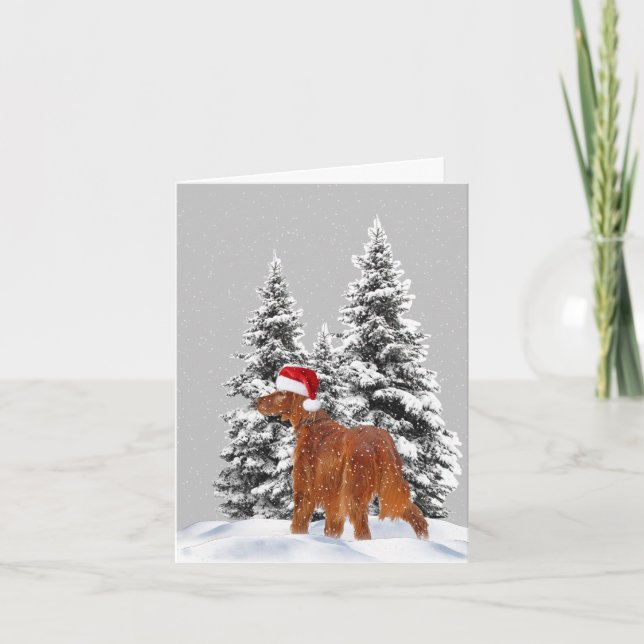 Christmas Irish Setter  Holiday Card (Front)