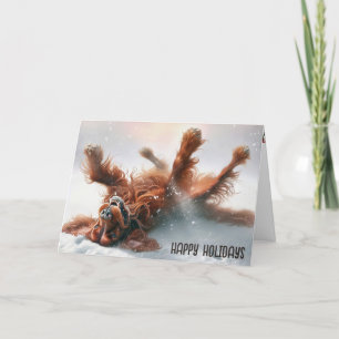 Christmas Irish Setter In Snow Holiday Card
