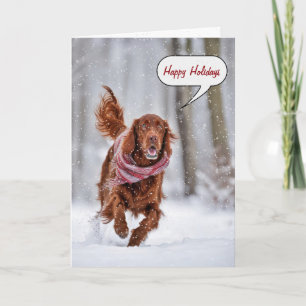 Christmas Irish Setter In Snowflakes Holiday Card