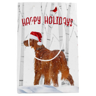 Christmas Irish Setter with Birch Trees Medium Gift Bag