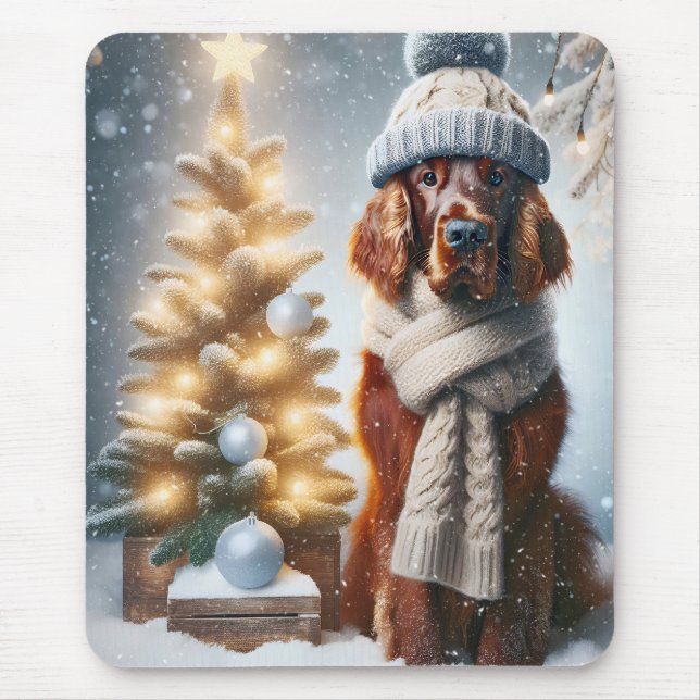 Christmas Irish Setter With Scarf and Hat Mouse Pad (Front)