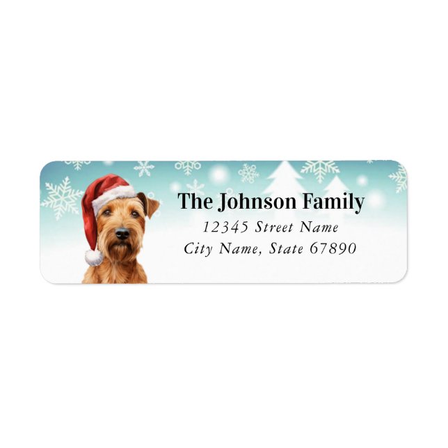Christmas Irish Terrier Return Address Labels (Front)