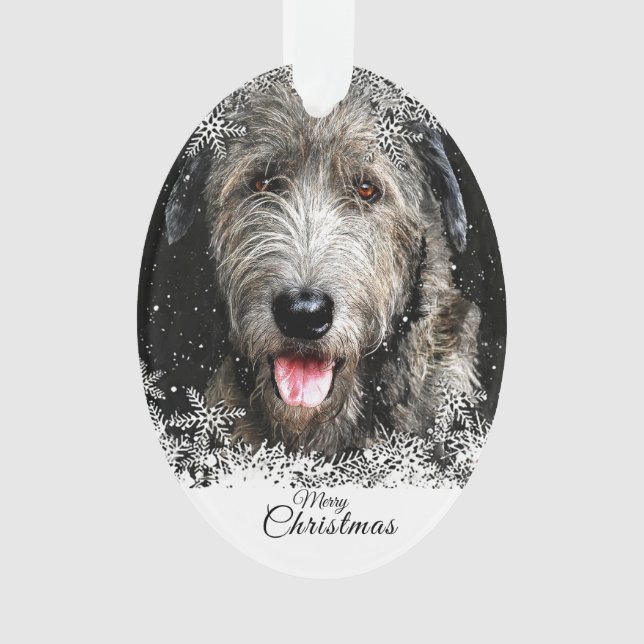 Christmas Irish Wolfhound Acrylic Ornament (Front)