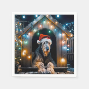 Christmas Irish Wolfhound In a Doghouse Napkin
