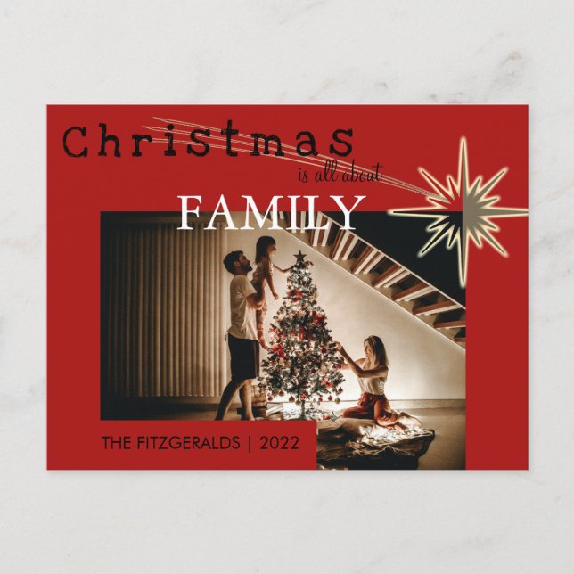 Christmas is all about Family Invitation Postcard (Front)