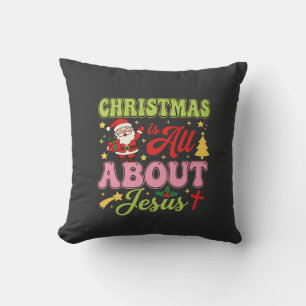 Christmas Is All About Jesus Retro Cushion