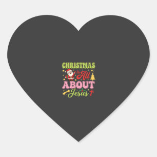 Christmas Is All About Jesus Retro Heart Sticker