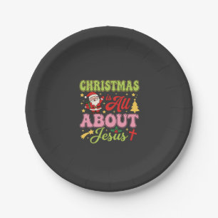 Christmas Is All About Jesus Retro Paper Plate