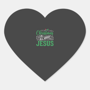 Christmas Is All About Jesus Typography Heart Sticker