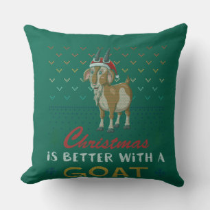 Christmas Is Better With A Goat Ugly Christmas Swe Cushion